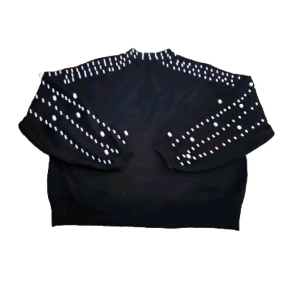 Bebe Womens Black Slightly Cropped Mock Neck Sweater With Pearl Accents M - Picture 9 of 13